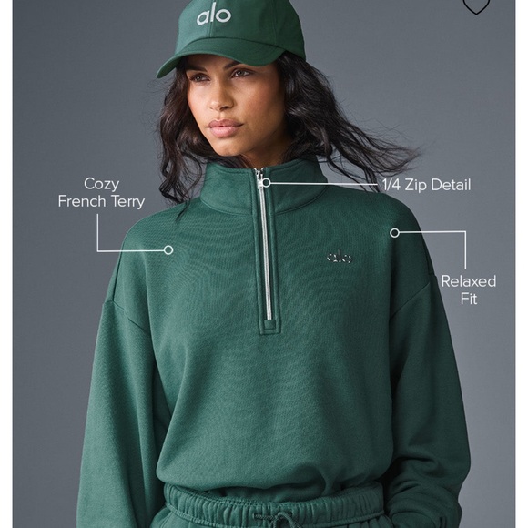 ALO Yoga Accolade 1/4 zip pullover winter ivy - Picture 2 of 8